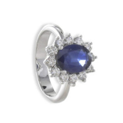 ANELL OR SAFIR I 12 DIAMANTS