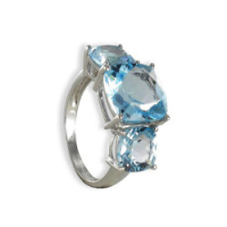 ANILLO ORO CON 3 TOPACIOS AZULES