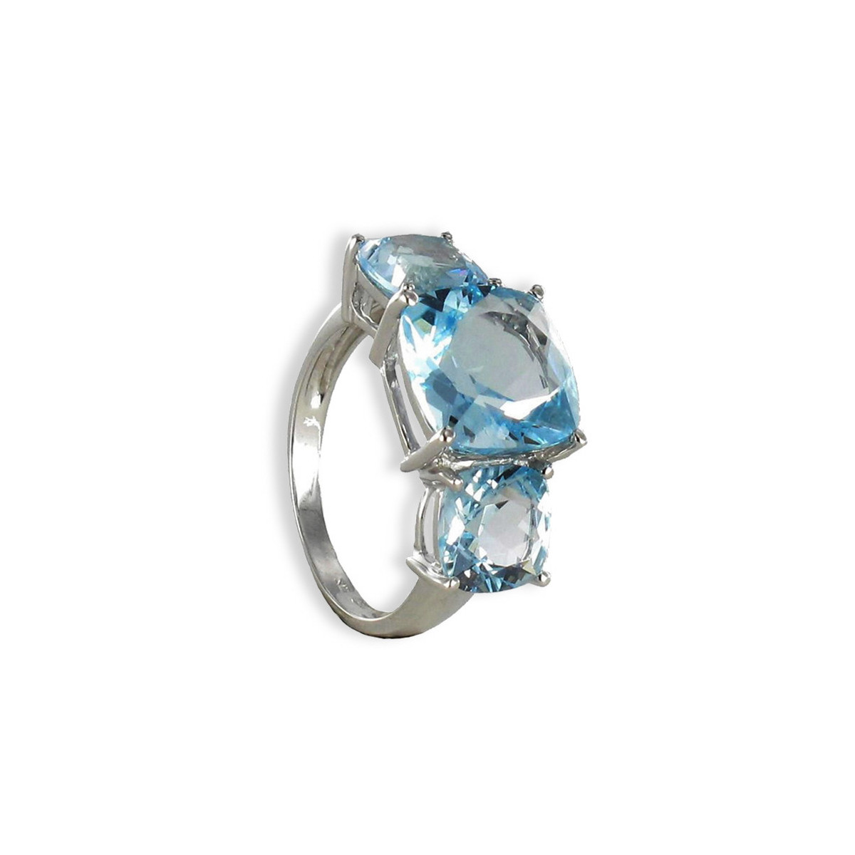 ANILLO ORO CON 3 TOPACIOS AZULES