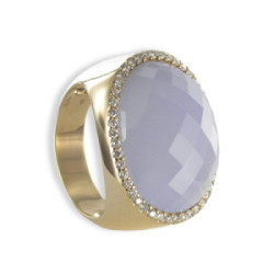 RING IN ROSE GOLD WITH CHALCEDONIA AND DIAMONDS