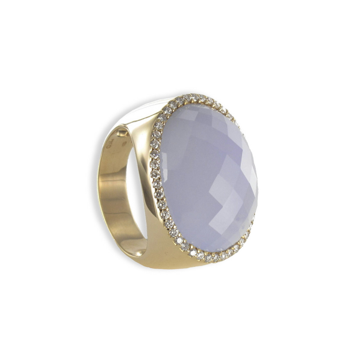 RING IN ROSE GOLD WITH CHALCEDONIA AND DIAMONDS