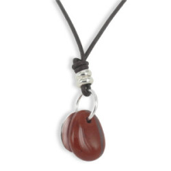 LEATHER AND SILVER NECKLACE RED JASPER
