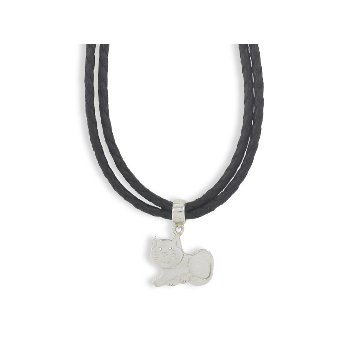 LEATHER NECKLACE SILVER PENDANT
