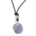 LEATHER AND SILVER NECKLACE CHALCEDONY