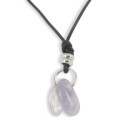 LEATHER AND SILVER NECKLACE AMETHYST