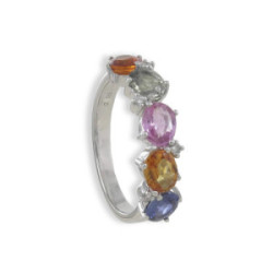 GOLD DIAMONDS AND COLORS SAPPHIRES RING