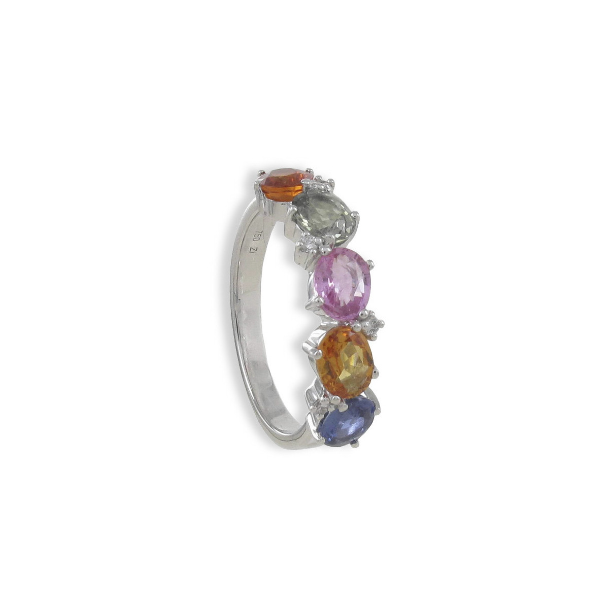 GOLD DIAMONDS AND COLORS SAPPHIRES RING