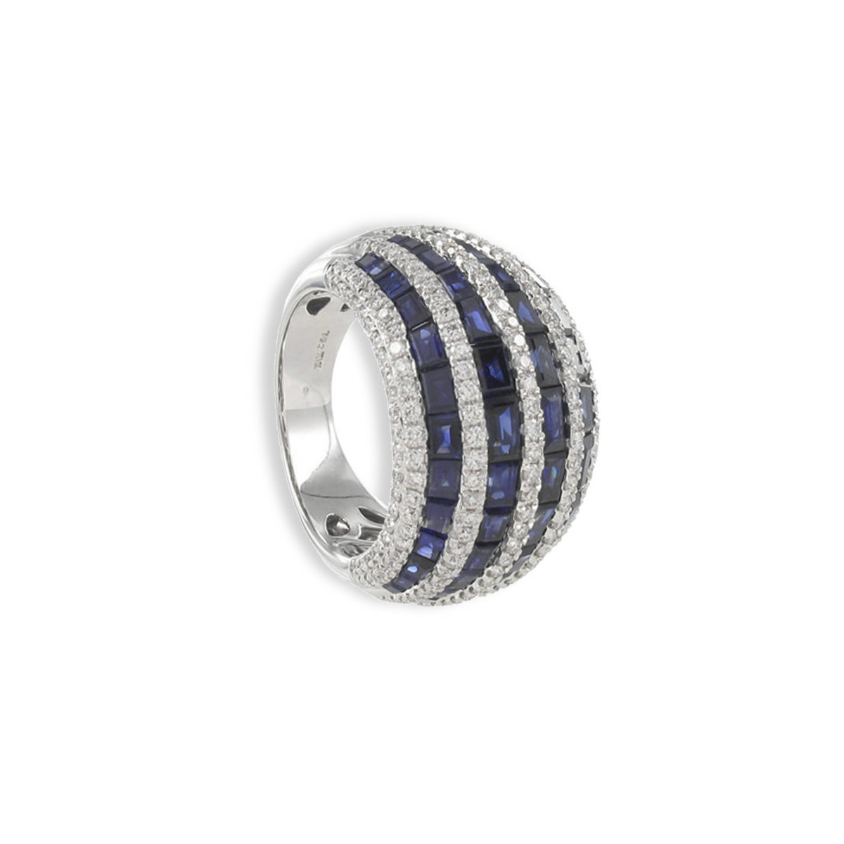 ANILLO CON VOLUMEN ORO 18 KILATES Y PIEDRAS PRECIOSAS