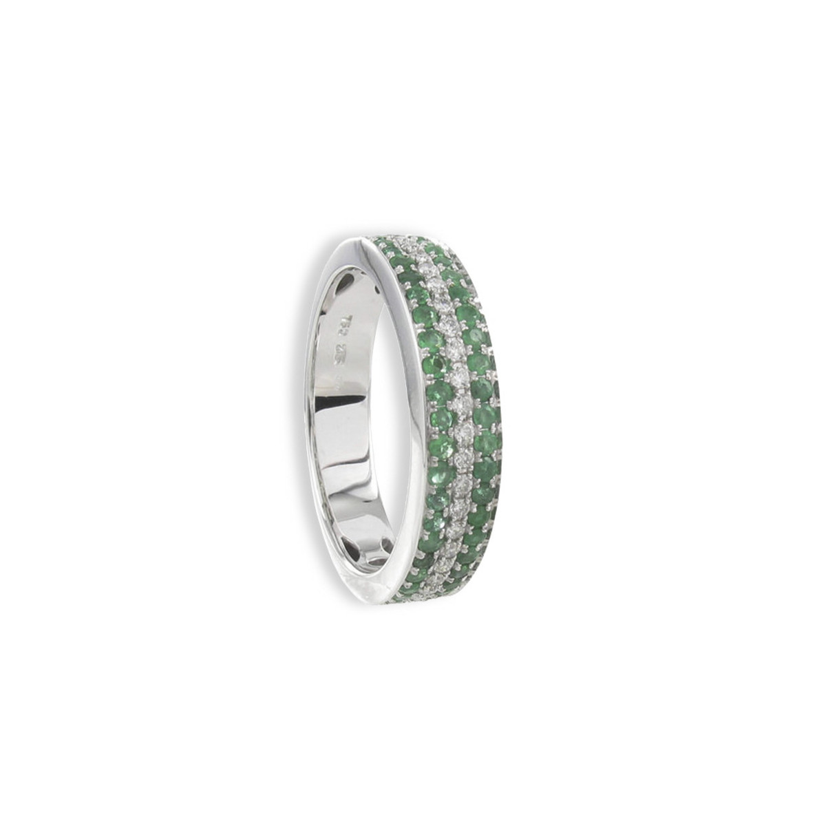 44 EMERALDS AND DIAMONDS GOLD RING