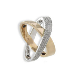 CROSSED RING WITH DIAMONDS