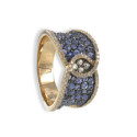 GOLD RING 66 SAPPHIRES AND DIAMONDS