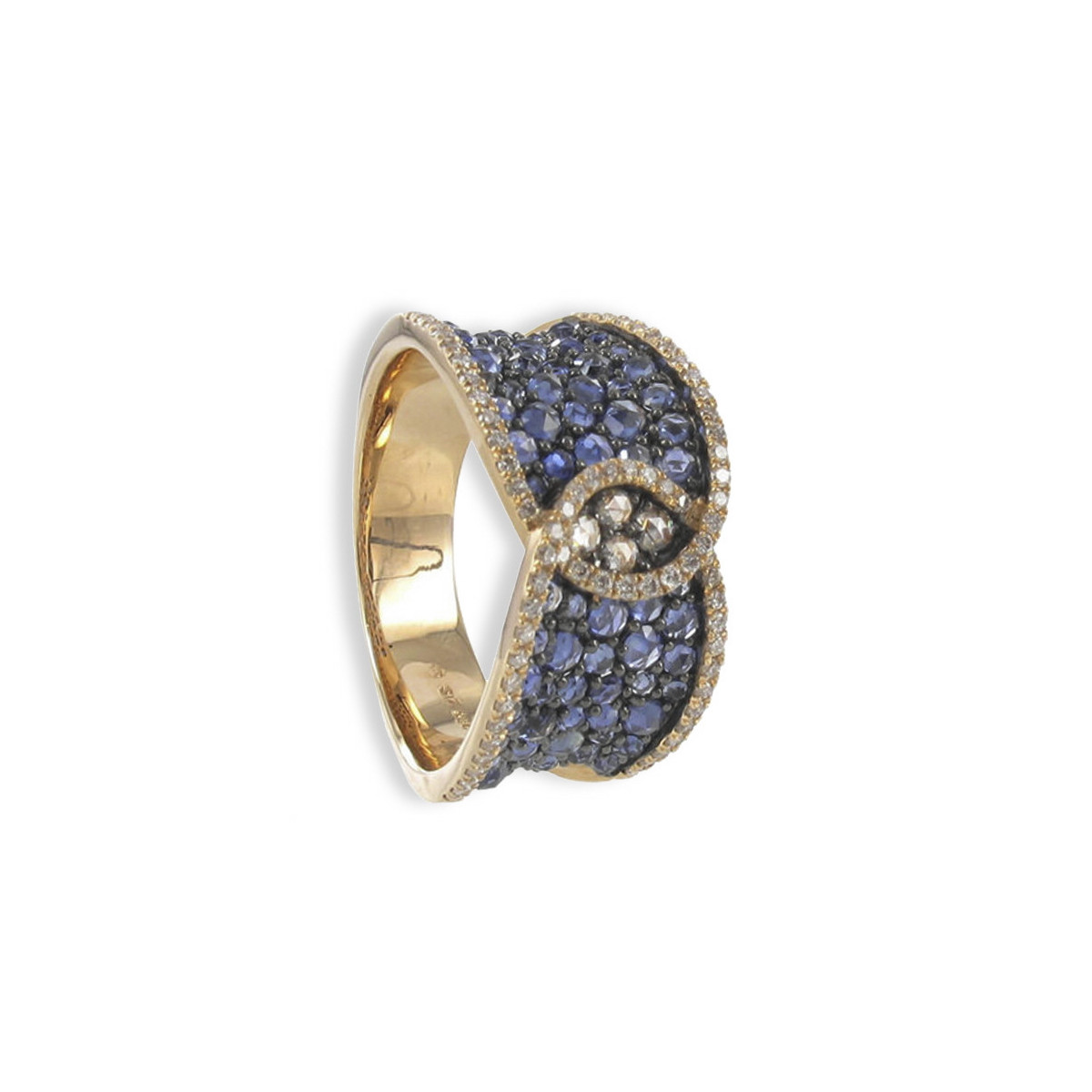 GOLD RING 66 SAPPHIRES AND DIAMONDS