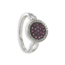 ANILLO ORO RUBIS Y BISEL CON DIAMANTES