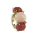RING GOLD WITH CORAL AND SAPPHIRES