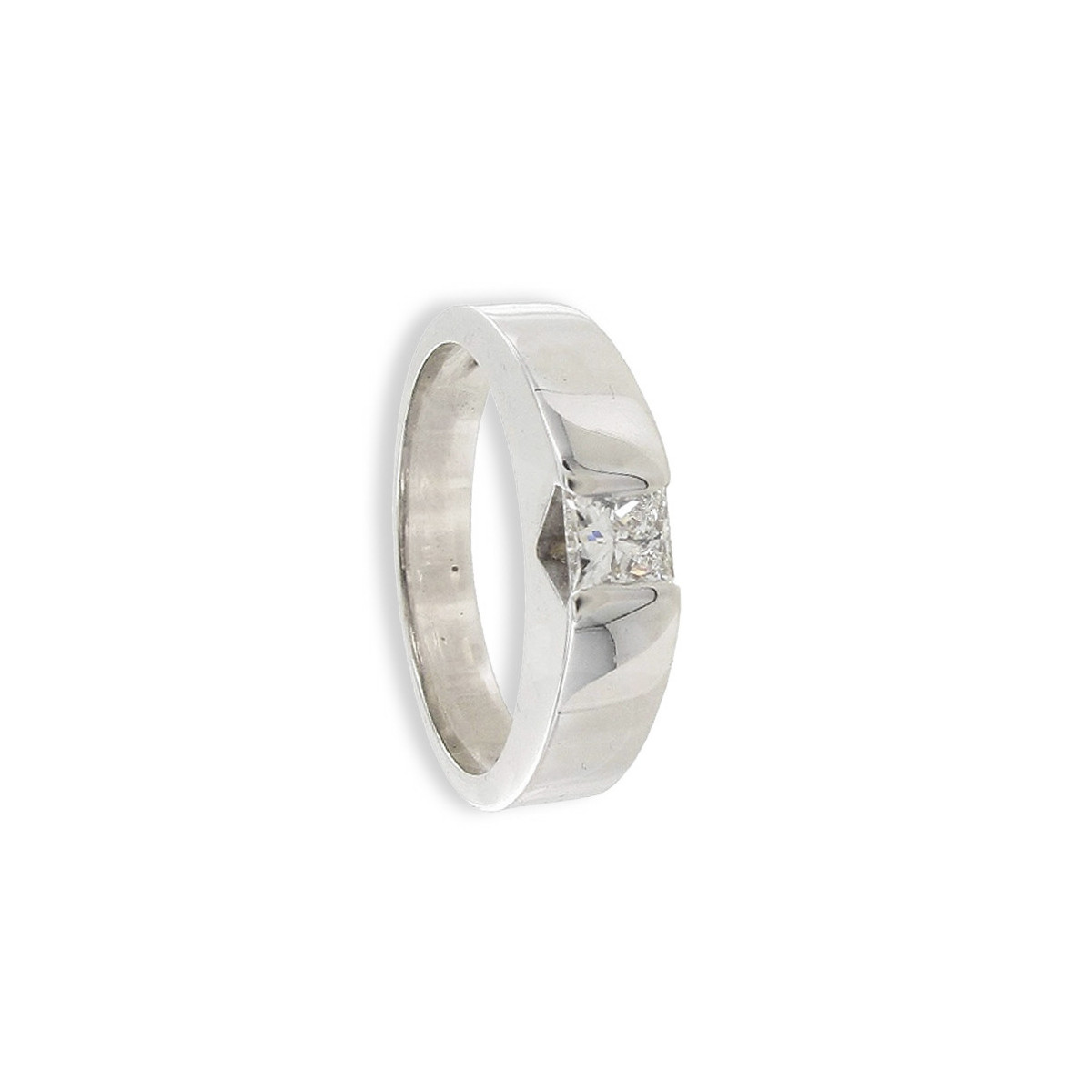 SOLITARIO ORO BLANCO 18K CON DIAMANTE PRINCESA 0,33 CT