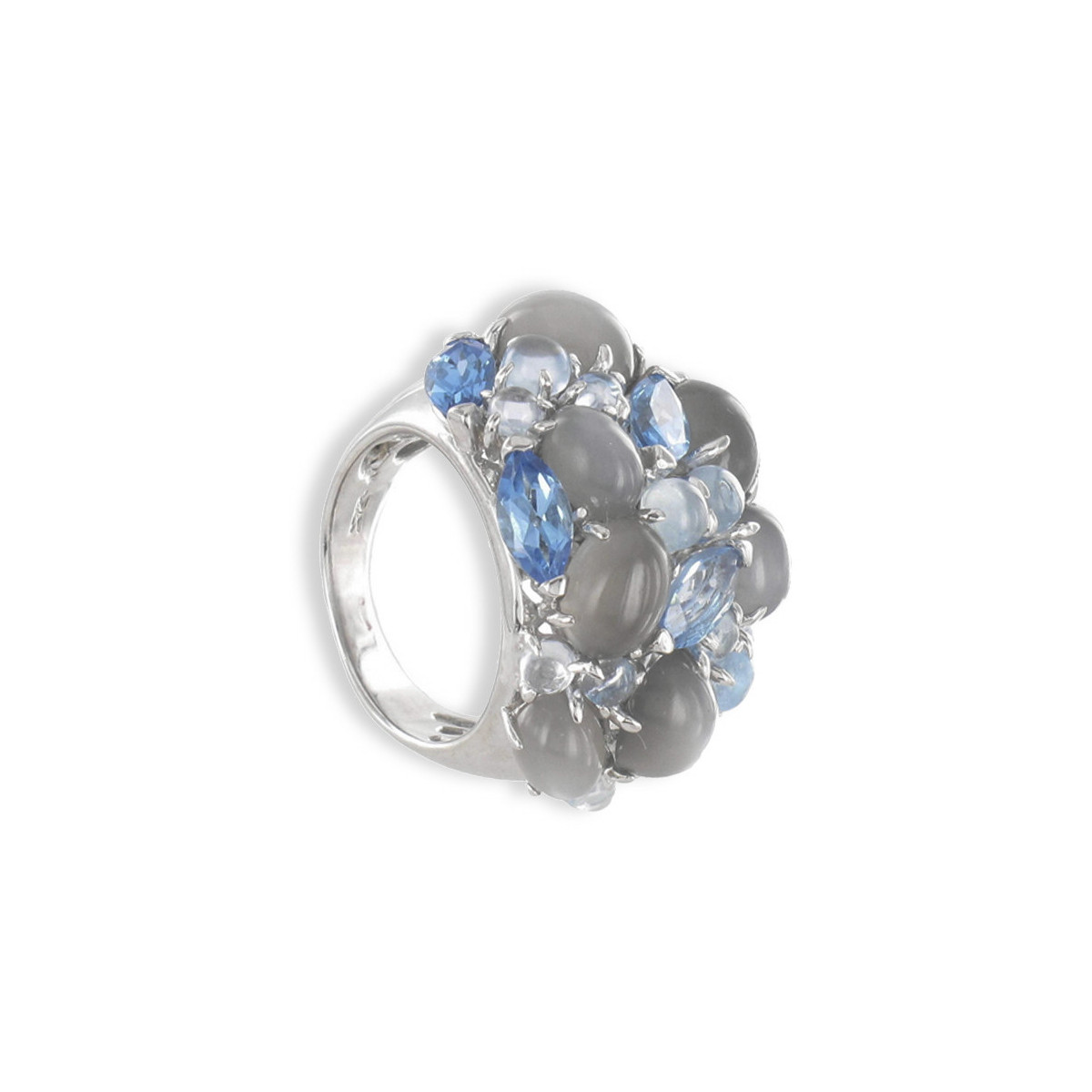 ANILLO PLATA PIEDRAS LUNA Y TOPACIOS