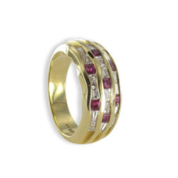 ANILLO ORO DIAMANTES Y RUBIS 0,68 KTES