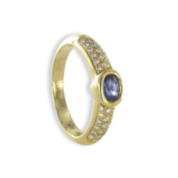 ANILLO ORO ZAFIRO 0,60 KTES Y DIAMANTES