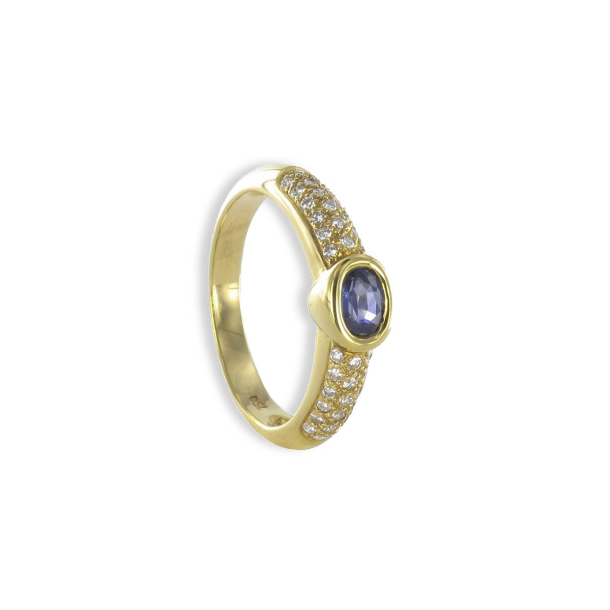 GOLD SAPPHIRE 0,60 KTES AND DIAMONDS RING