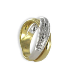 GOLD CROSSED RING WITH DIAMONDS
