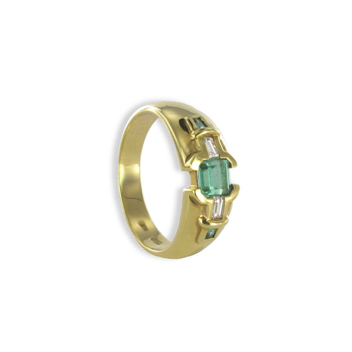 GOLD DIAMONDS AND EMERALD 0,75 KTES RING