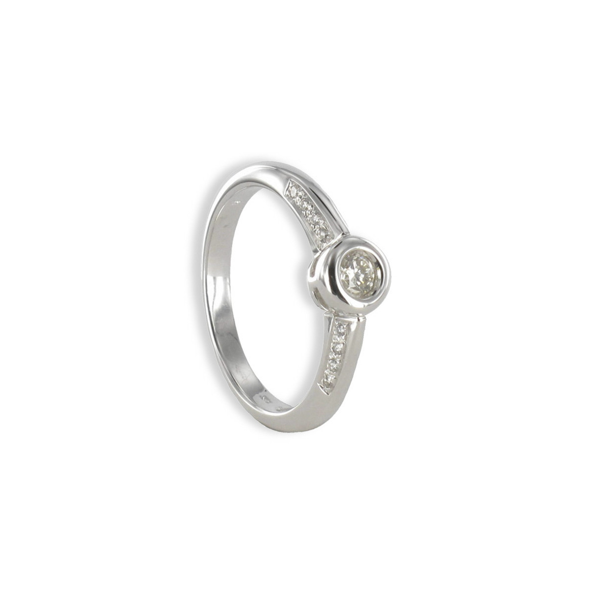 RHODIUM-PLATED GOLD RING WITH DIAMONDS