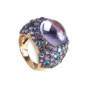 18 KTES ROSE GOLD RING WITH AMETHYSTS
