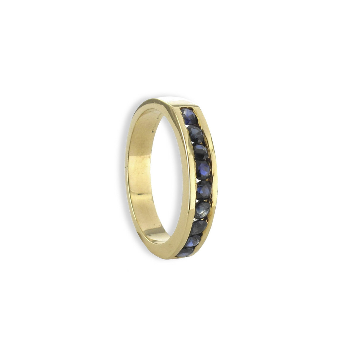 YELLOW GOLD RING 9 SAPPHIRES