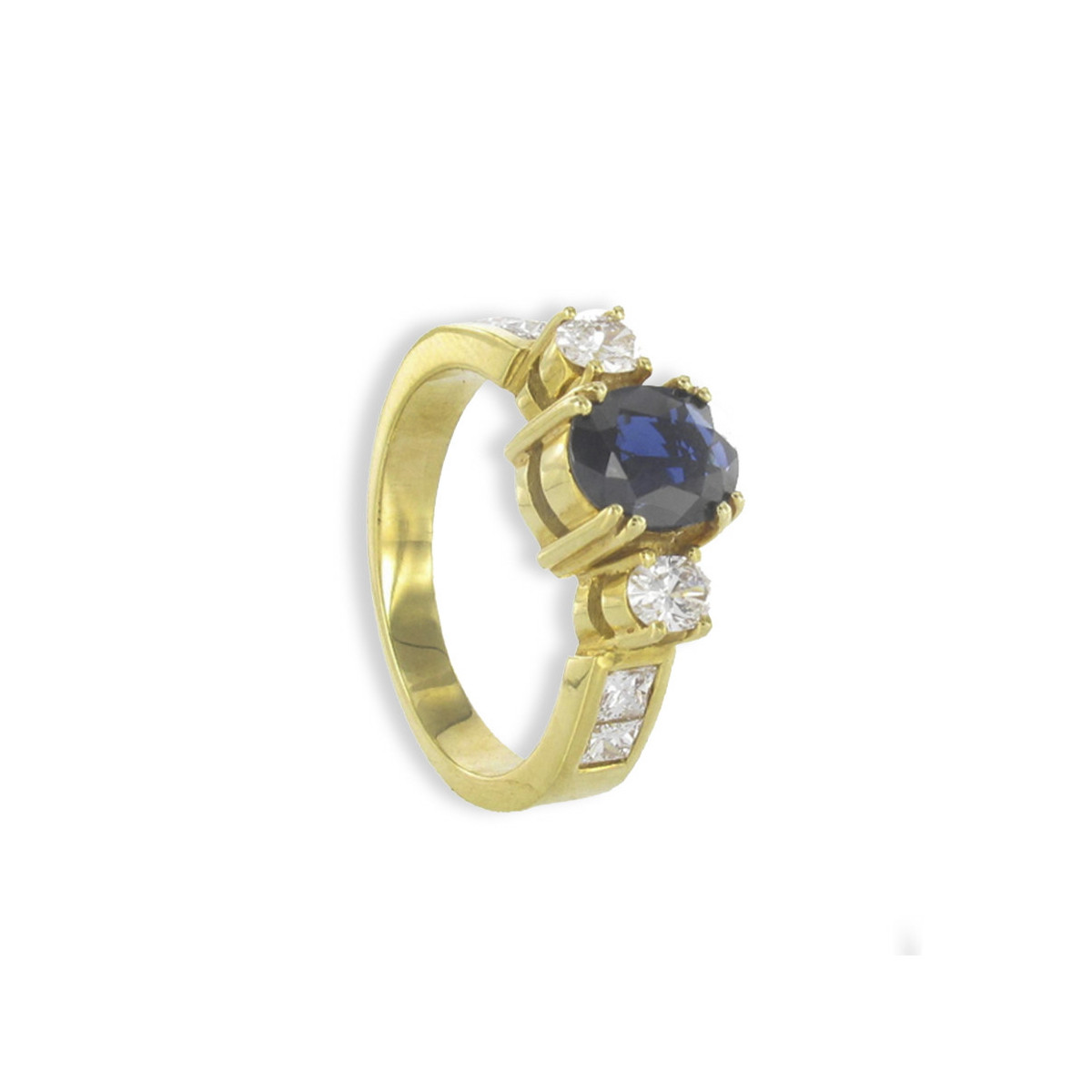 ANILLO ORO ZAFIRO OVAL Y DIAMANTES