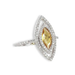 GOLD CITRINE QUARTZ AND DIAMOND RING