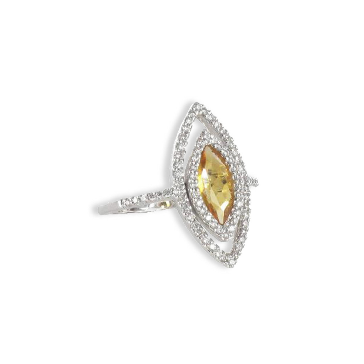 GOLD CITRINE QUARTZ AND DIAMOND RING