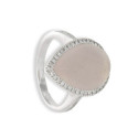 RING GOLD QUARTZ ROSE MATT AND DIAMONDS