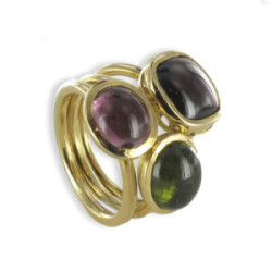 GOLD RING WITH GARNET AND TOURMALINES