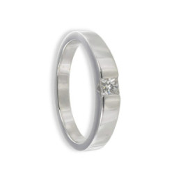 SOLITARIO ORO BLANCO 18K CON DIAMANTE PRINCESA 0,18CT