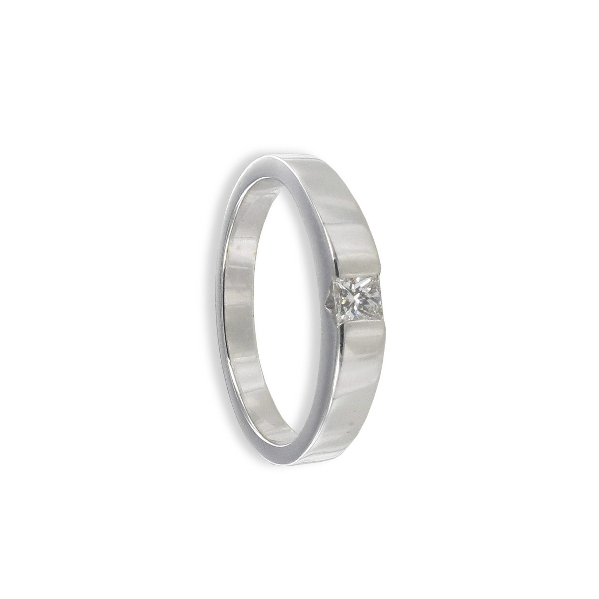 SOLITARIO ORO BLANCO 18K CON DIAMANTE PRINCESA 0,18CT