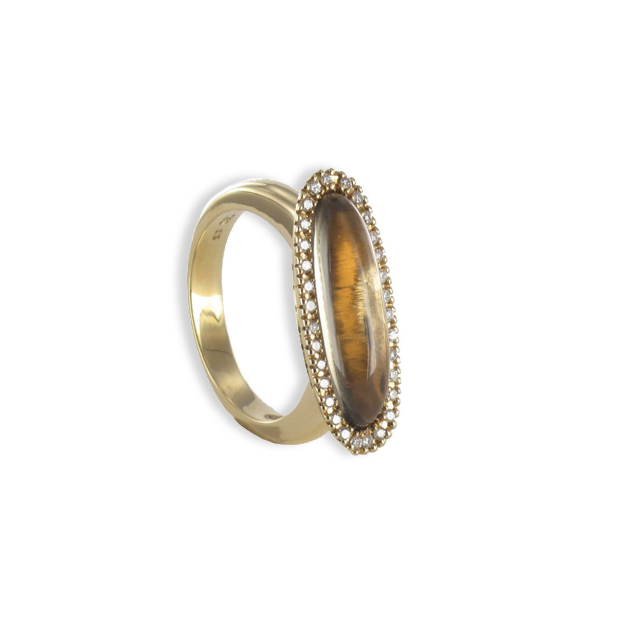 GOLD RING WITH 3,76 KTES QUARTZ AND DIAMONDS