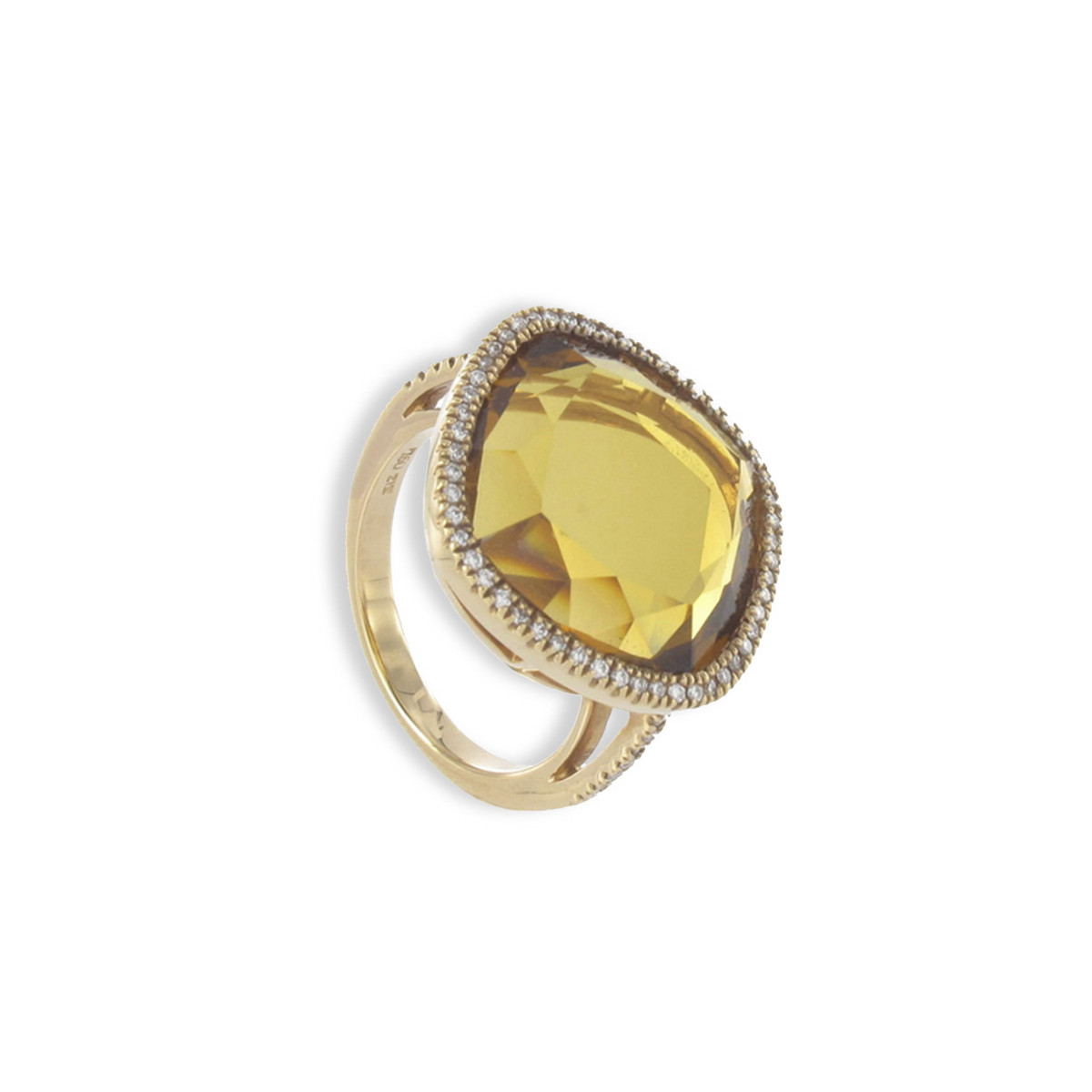 ANELL OR QUARS I DIAMANTS