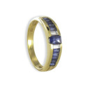 GOLD SAPPHIRES AND 2 DIAMONDS RING