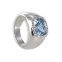 RING WITH BLUE TOPAZ AND DIAMONDS 0.13 KTES