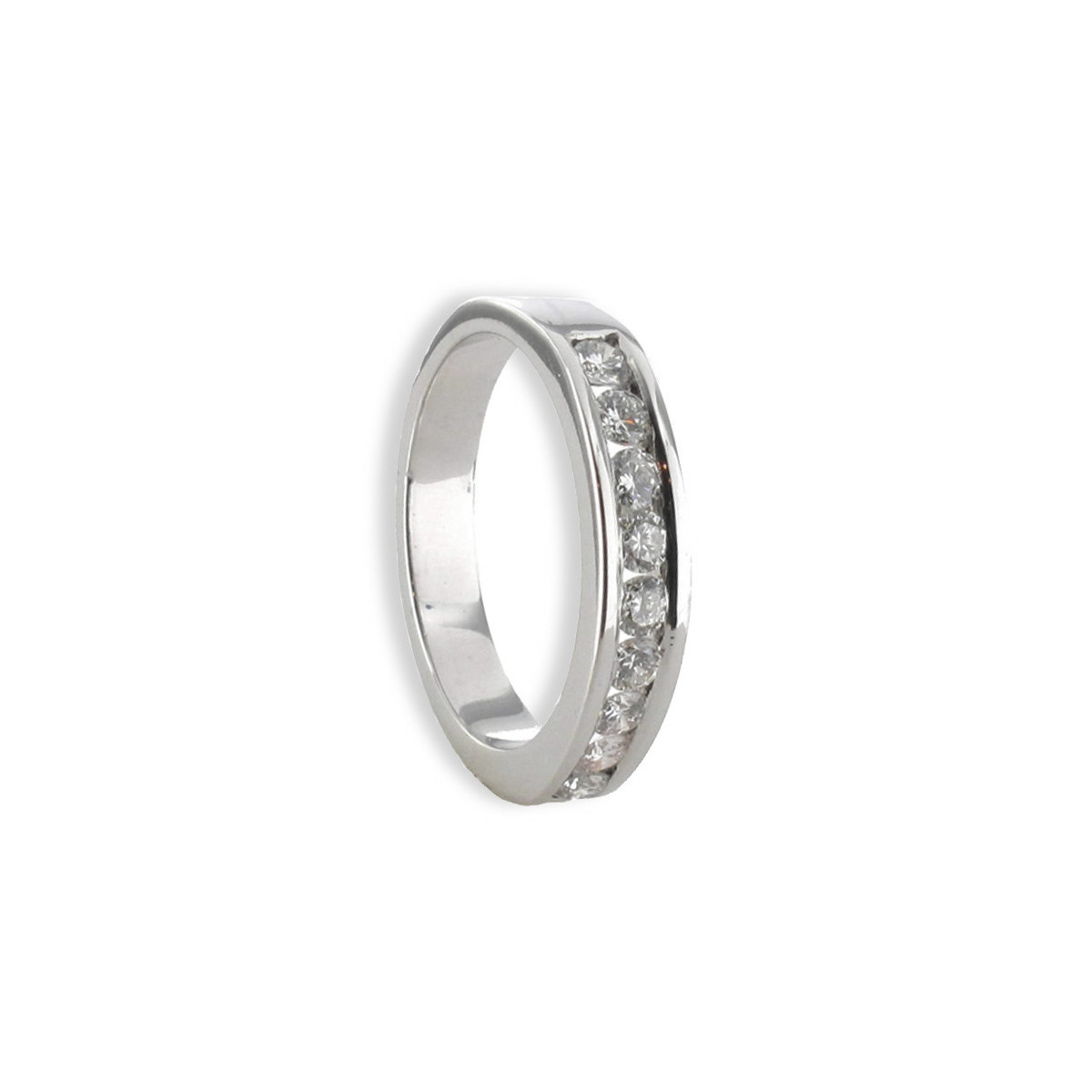 MEDIA ALIANZA DE 9 DIAMANTES EN ORO BLANCO 18K 0,50 CT