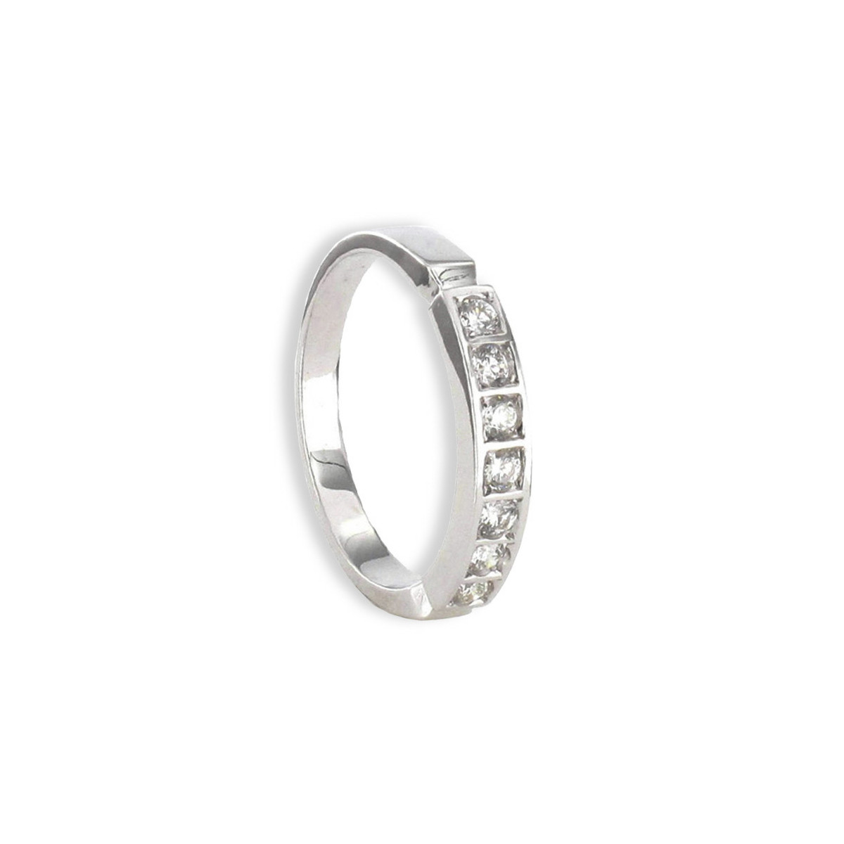 MEDIA ALIANZA DE 7 DIAMANTES EN ORO BLANCO 18K 0,26 CT