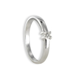 SOLITARIO ORO BLANCO 18K CON DIAMANTE 0,08 CT Y 4 GARRAS