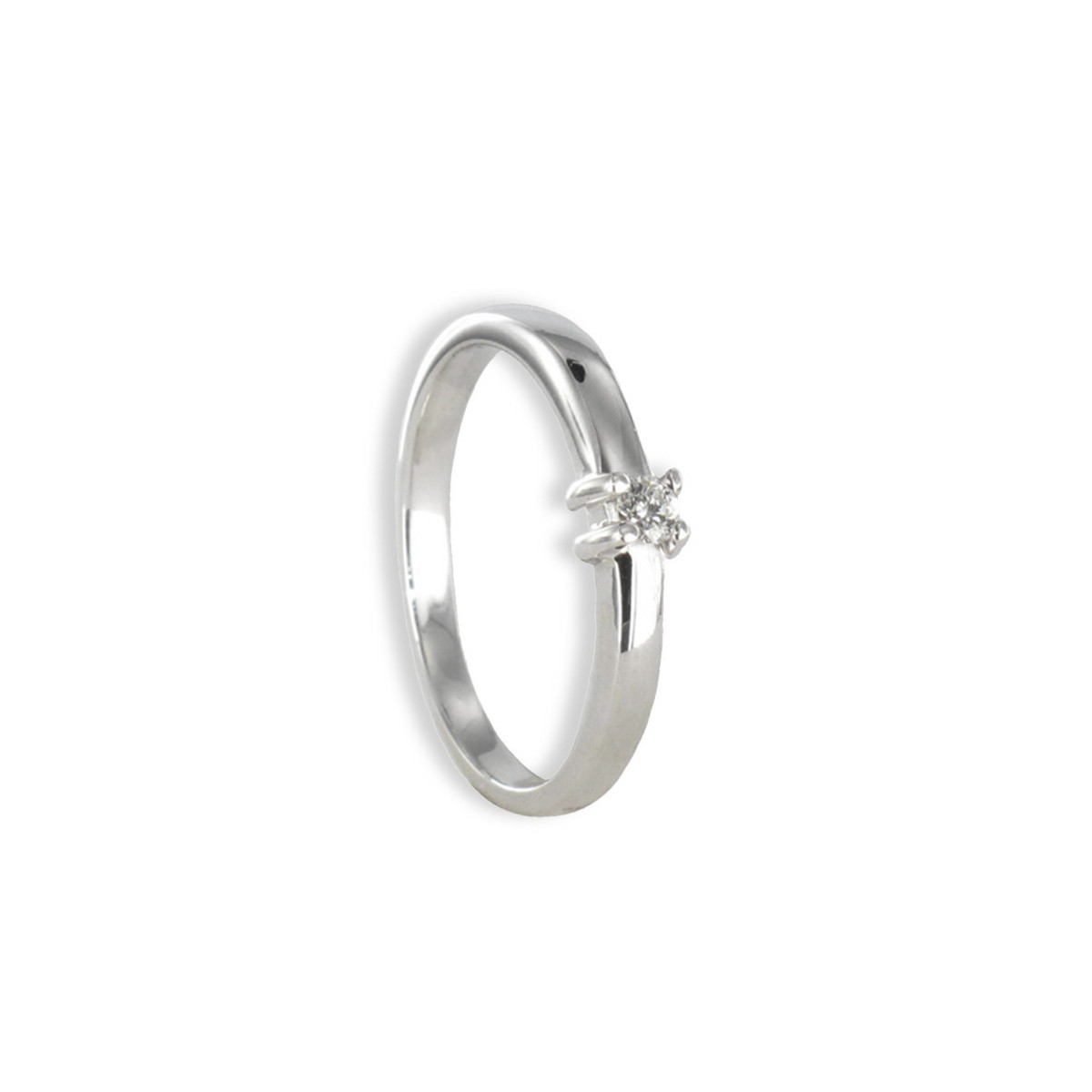 SOLITARIO ORO BLANCO 18K CON DIAMANTE 0,08 CT Y 4 GARRAS