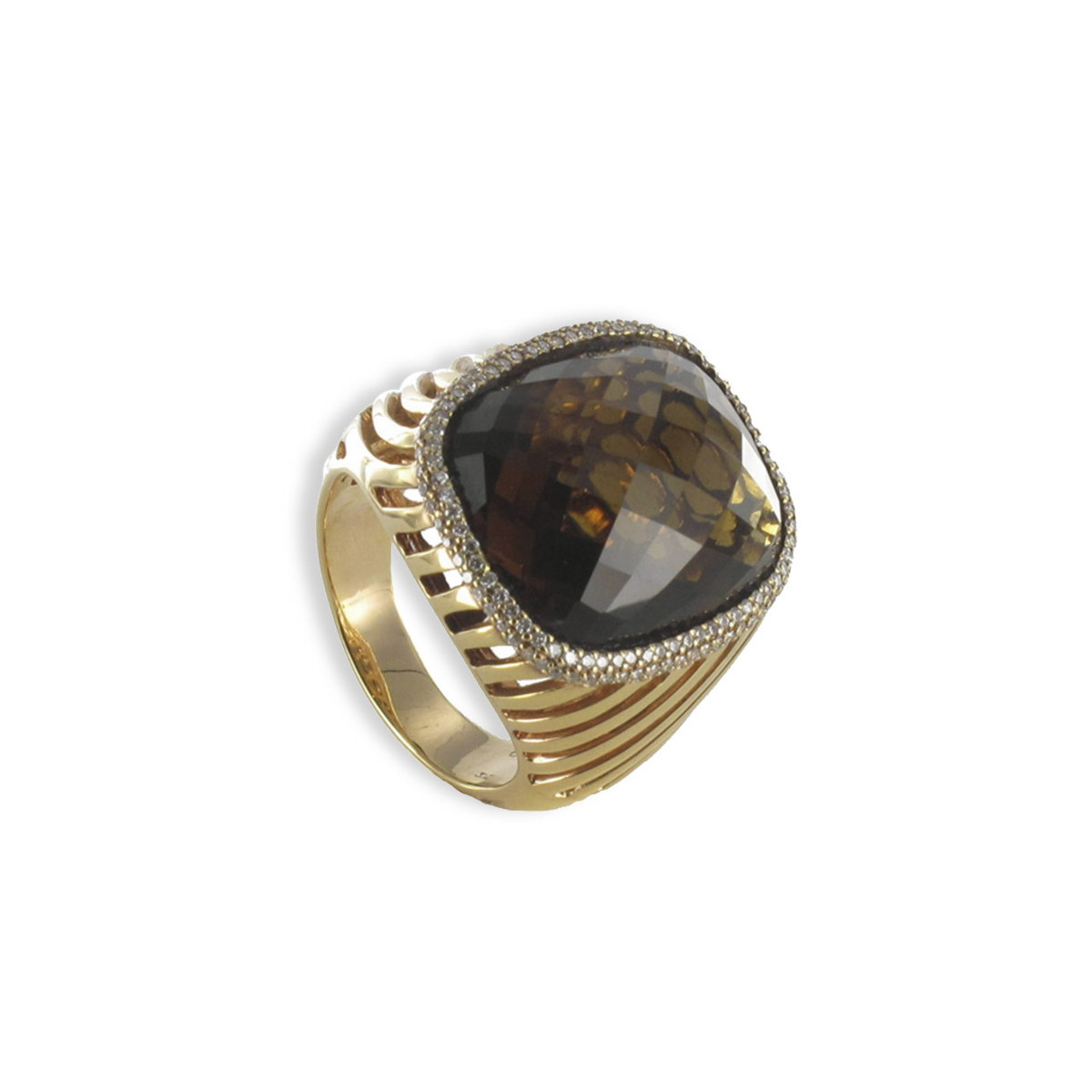 GOLD RING QUARTZ 15 CARATS