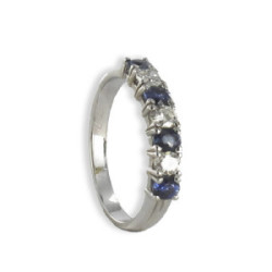 WHITE GOLD RING WITH 4 SAPPHIRES AND 3 DIAMONDS