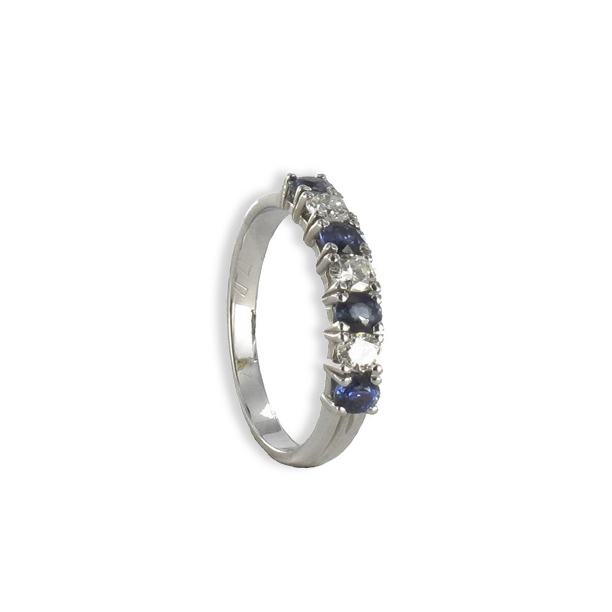 WHITE GOLD RING WITH 4 SAPPHIRES AND 3 DIAMONDS