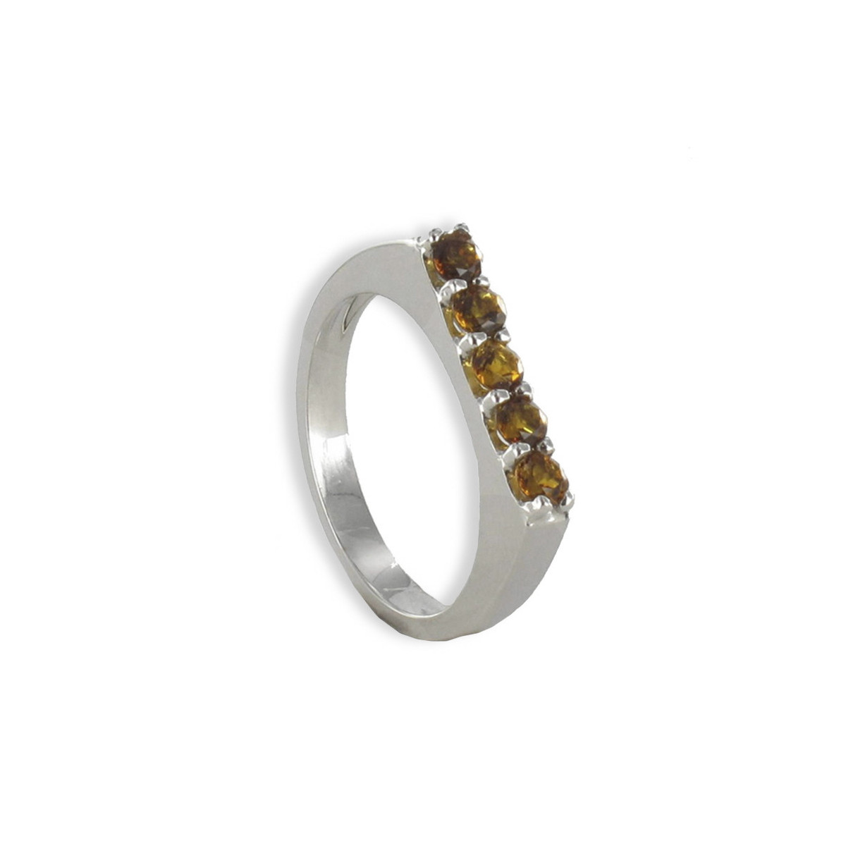 WHITE GOLD RING WITH 5 CITRINES