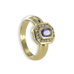 ANILLO ORO ZAFIRO DIAMANTES