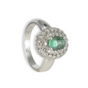 GOLD EMERALD RING AND DIAMONDS 0.52 KTES