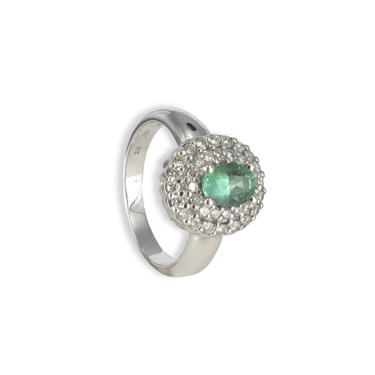 GOLD EMERALD RING AND DIAMONDS 0.52 KTES